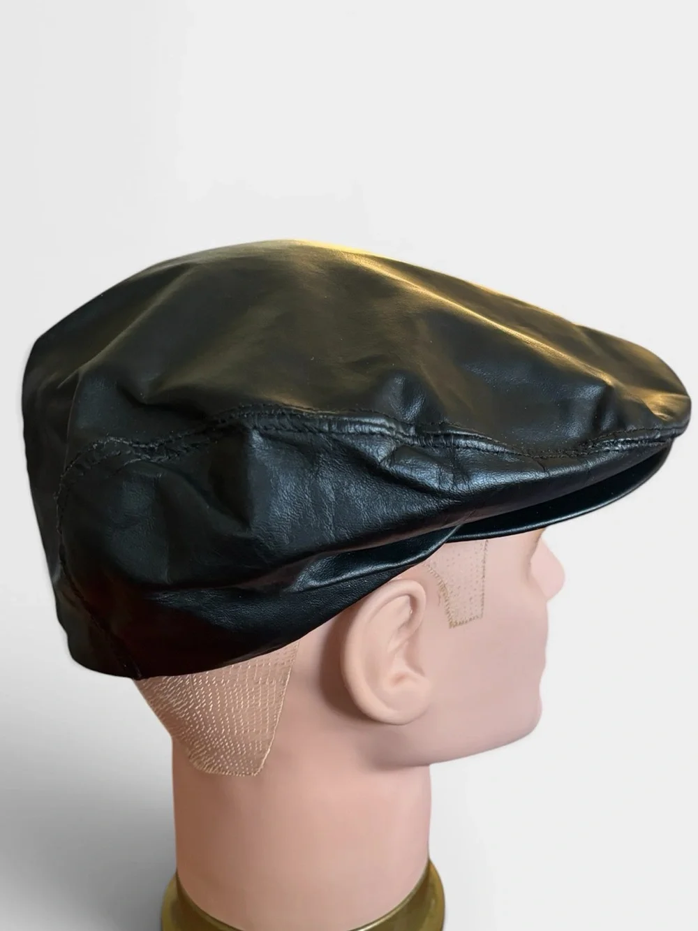 Vintage Seifter Associates Men’s Black Leather Newsboy Bookie Flat Cap Hat